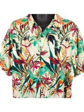 Jogal Hawaiian Shirt Mens Size 2XL Floral All Over Print Camp